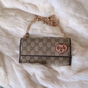Authentic Gucci Guccisima leather and canvas logo crossbody
